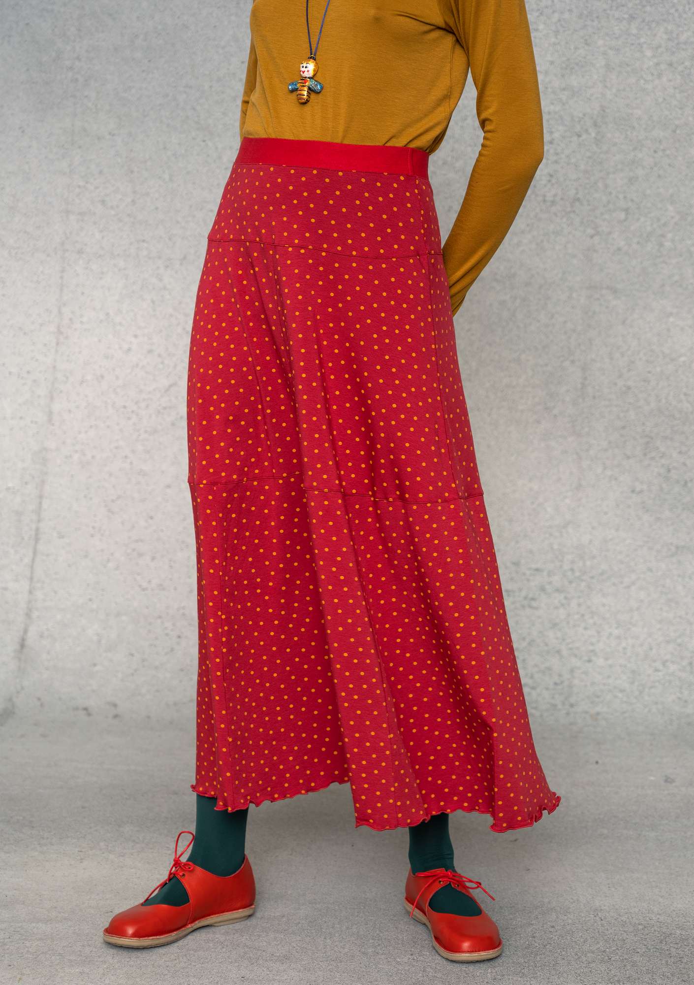“Pytte” jersey skirt made of organic cotton/modal/elastane cranberry/patterned thumbnail