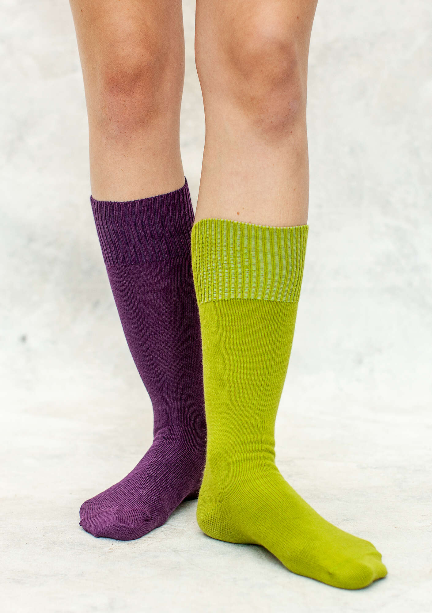 Solid-colored knee-highs in organic cotton avocado thumbnail