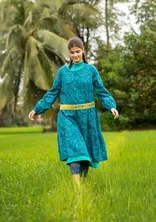 Geweven jurk ""Poesi" van biologisch katoen - donkerjaspis