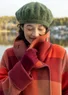 Knitted alpaca blend beret (pine/melange One Size)