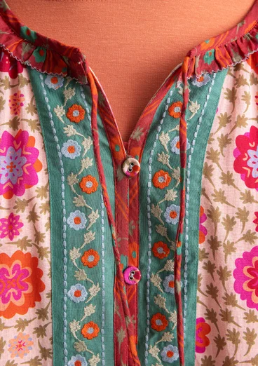 “Suzani” woven dress in organic cotton - pale powder pink