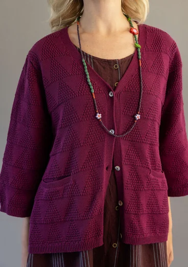 Organic cotton textured-knit cardigan - grape