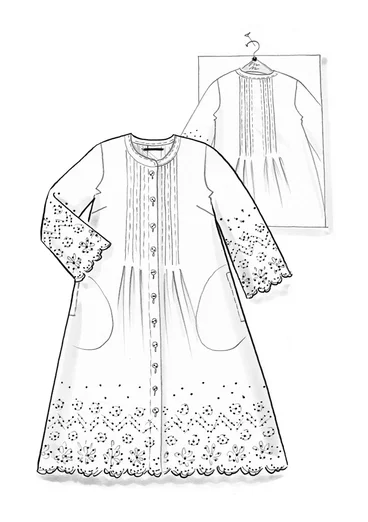 Webkleid „Anglaise“ aus Bio-Baumwolle - porzellanblau