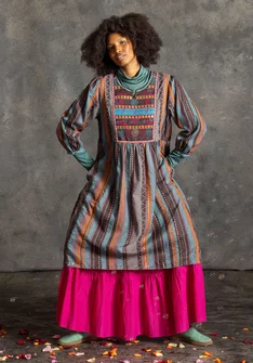 Geweven jurk "Jaipur" van wol/katoen - aubergine