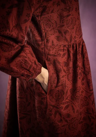 Gemustertes Kleid „Eternelle“ aus Bio-Baumwolle - curryrot-gemustert