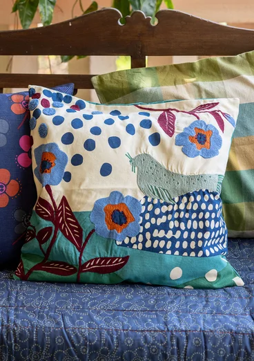 Kissenhülle „Galapagos“ aus Bio-Baumwolle - lotusblau