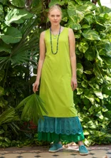Solid-colored jersey dress in organic cotton/modal - tropical green