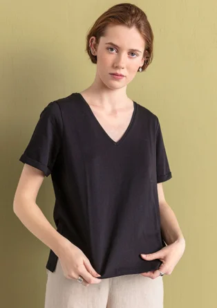 Jerseybluse "Juliet" i økologisk bomuld/modal - sort
