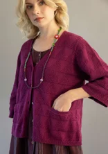 Organic cotton textured-knit cardigan - grape