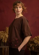 “Fields” organic cotton embroidered blouse - dark chokolate