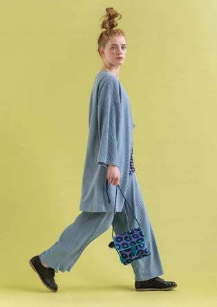 Kimono en velours de coton biologique/polyester recyclé - bleu pigeon