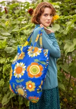 Tas "Sunflower" van biologisch katoen/linnen - korenblauw