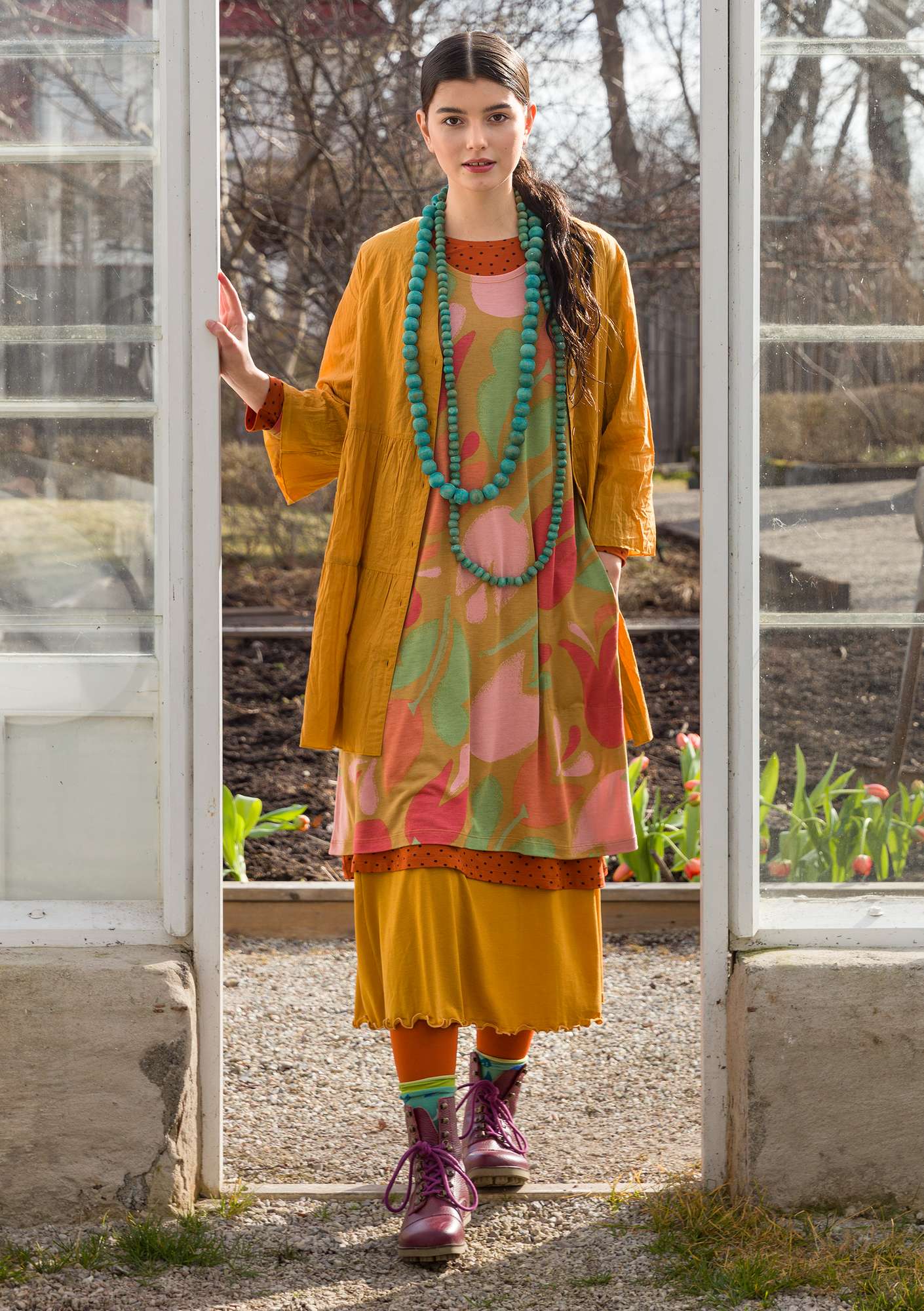 Robe ”Botanica” en jersey de modal curry thumbnail
