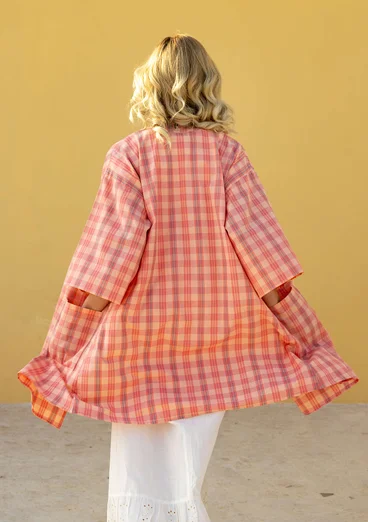 Kimono à carreaux "Coimbatore" en coton biologique - nymphéa