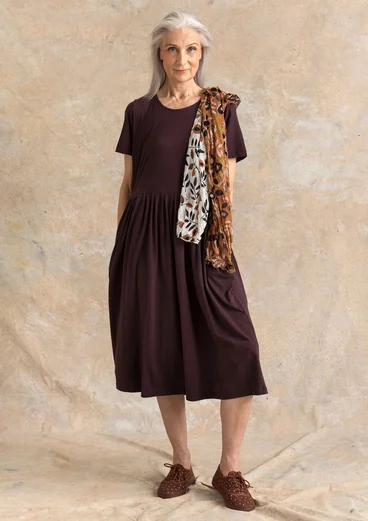 Tricot jurk "Himla" van biologisch katoen - donkeraubergine