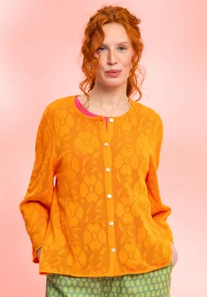 Gebreid vest "Blomstra" van biologisch/gerecycled katoen - physalis