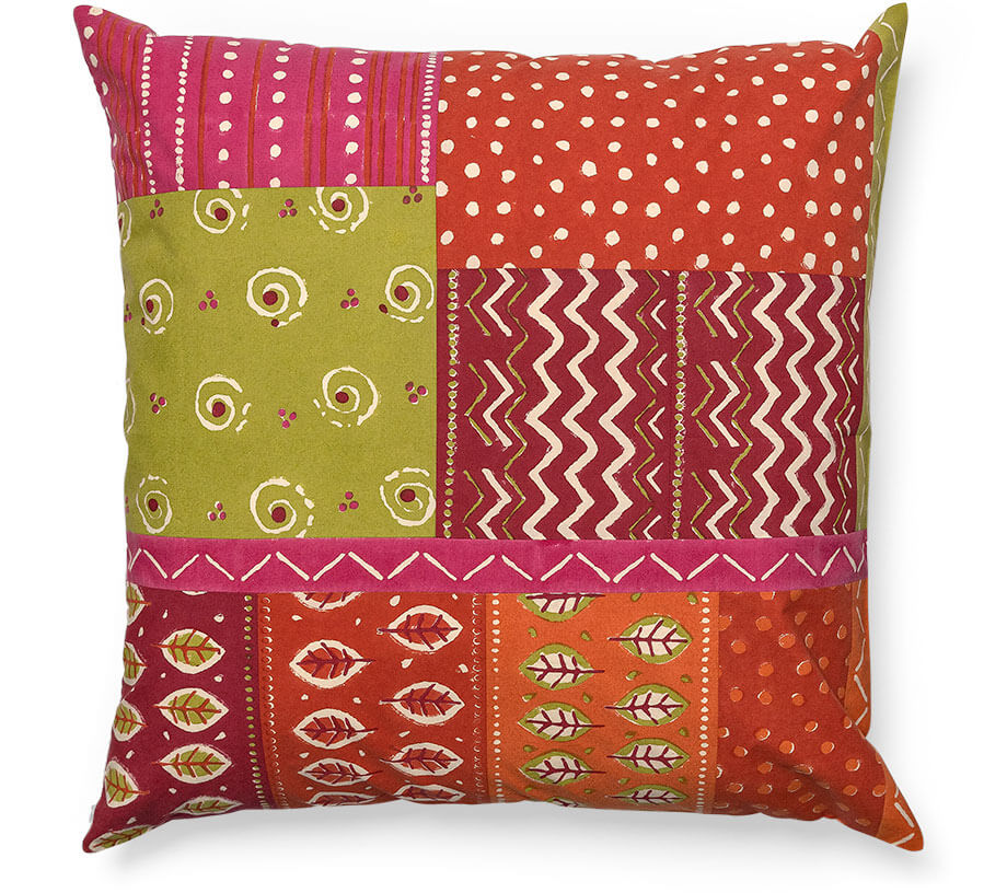 “Surya” block-print organic cotton cushion cover