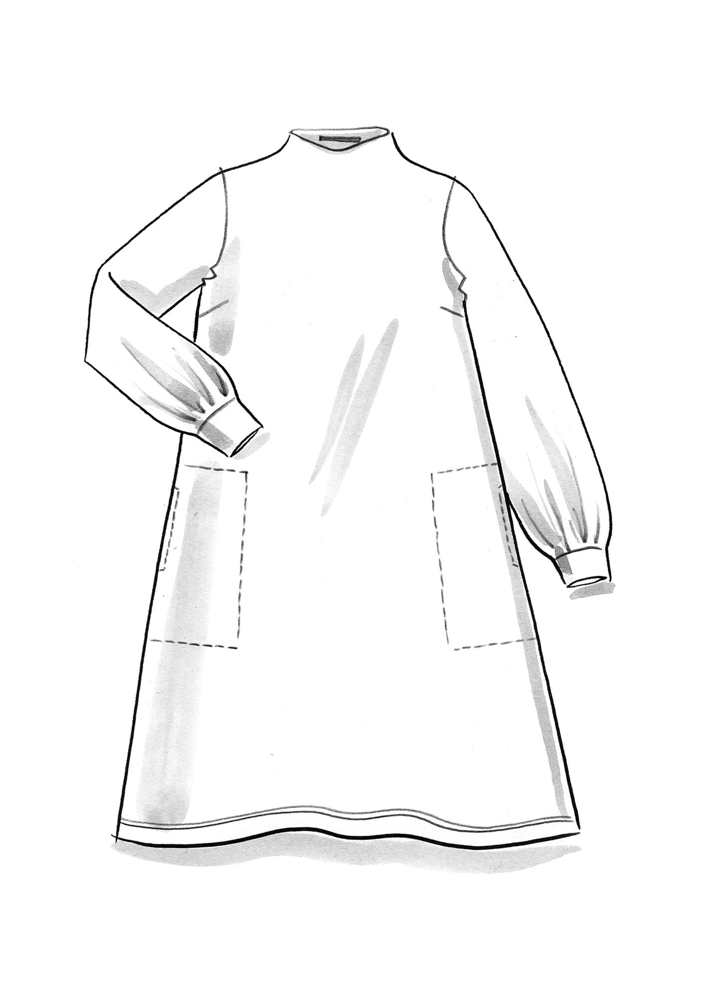 Tricot jurk  Bladmynta  van biologisch katoen/modal/elastaan kerrie
