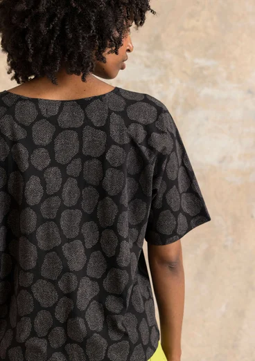 “Himla” organic cotton jersey top - black/patterned