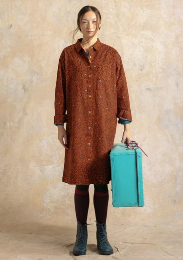 Gemustertes Kleid „Edefors“ aus Bio-Baumwolle - terracotta