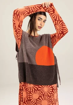Pull sans manches "Asahi" en maille de laine mélangée recyclée/coton biologique - terre