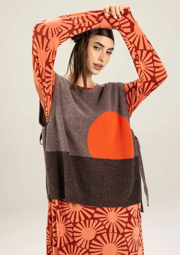 Pull sans manches "Asahi" en maille de laine mélangée recyclée/coton biologique - terre