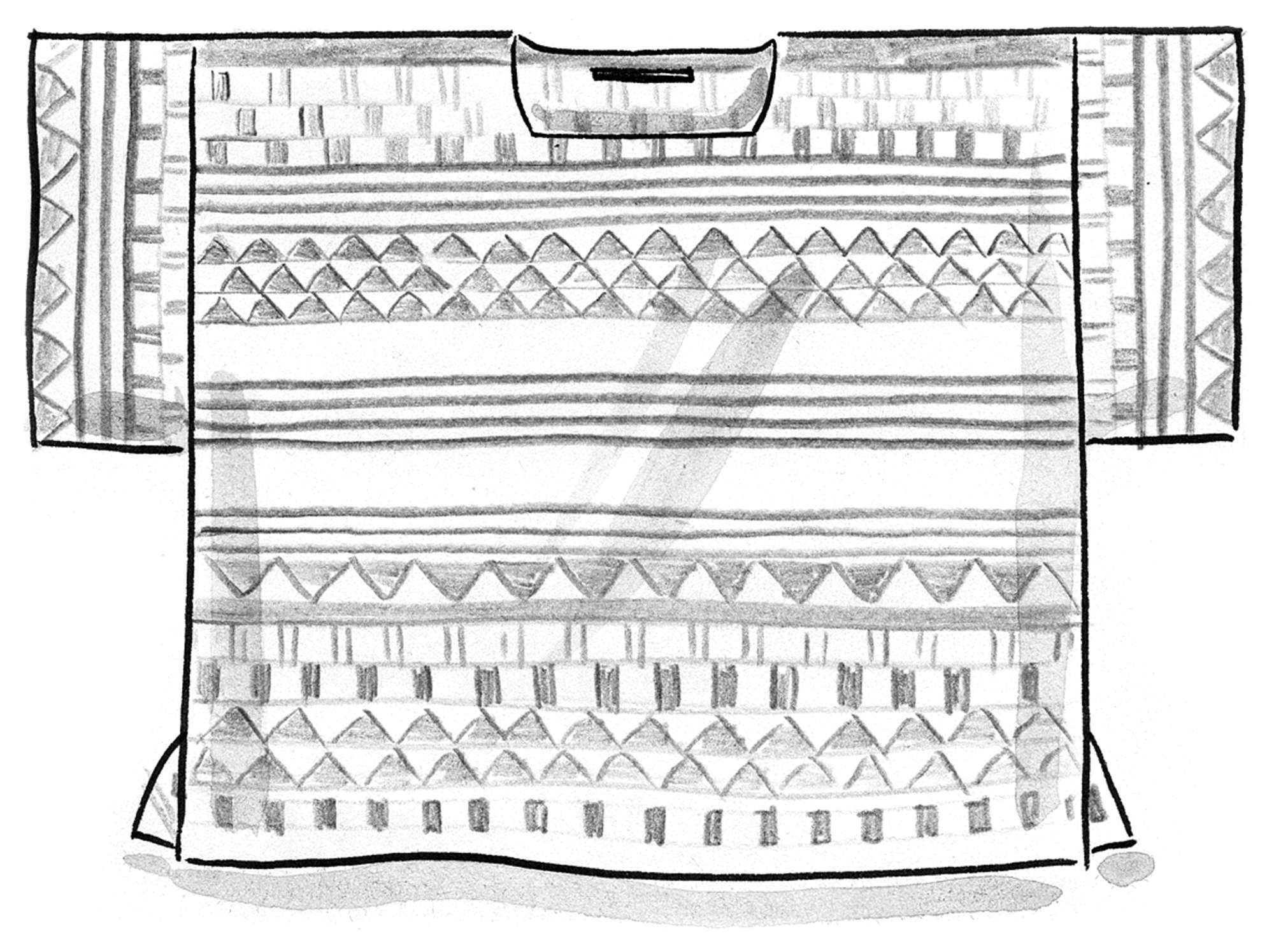 Pull-poncho  Abstrakt  en laine