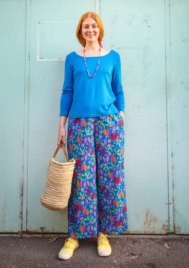 Pantalon tissé "Salsa" en coton biologique - bleuet