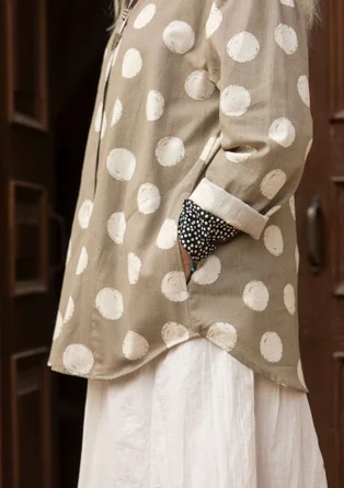 Gedessineerde blouse "Lovisa" van biologisch katoen/linnen - taupe