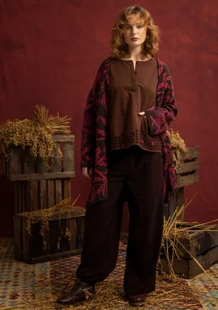 “Fields” organic cotton embroidered blouse - dark chokolate