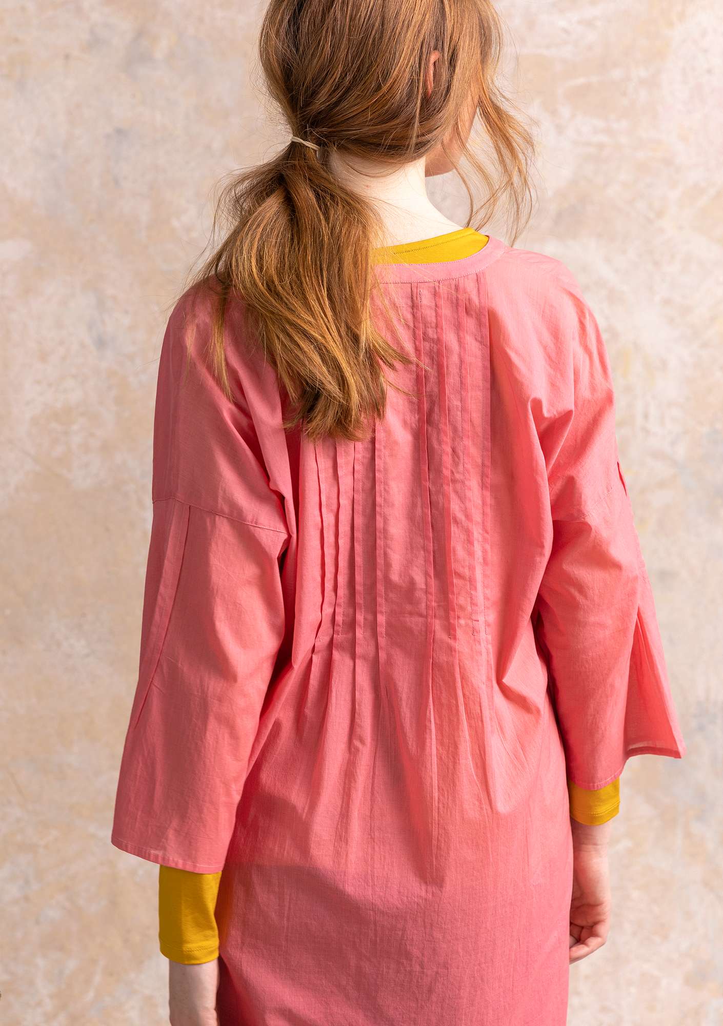 “Serafina” woven organic cotton dress flamingo thumbnail