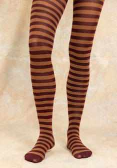 Collant rayé en coton biologique - aubergine/motif