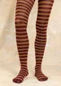 Striped organic cotton tights (aubergine/cinnamon L)