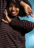 Striped mock turtleneck in organic cotton (black/french roast XS)