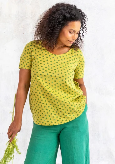 Ines short-sleeved jersey top in organic cotton - guava/patterned