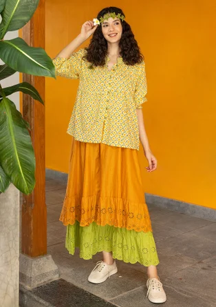 Blouse tissée "Neela" en coton biologique - rayon de soleil