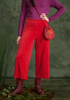 Velours broek "Orsa" van biologisch katoen/gerecycled polyester - tomaat