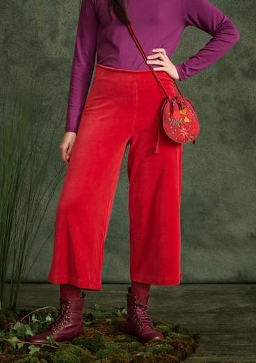 Velours broek "Orsa" van biologisch katoen/gerecycled polyester - tomaat