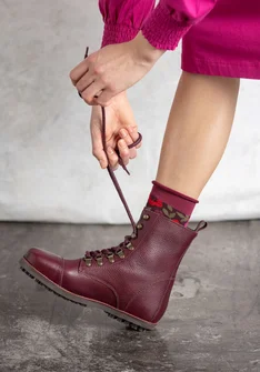 Stiefeletten aus Nappaleder - aubergine