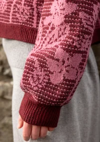 Geblümte Strickjacke „Hildur“ aus Wolle - granatapfel-melange