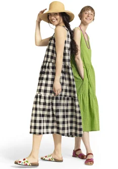 Robe "Check" en tissu de coton biologique - noir