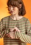 Essential striped sweater in organic cotton ash pink/grass green thumbnail