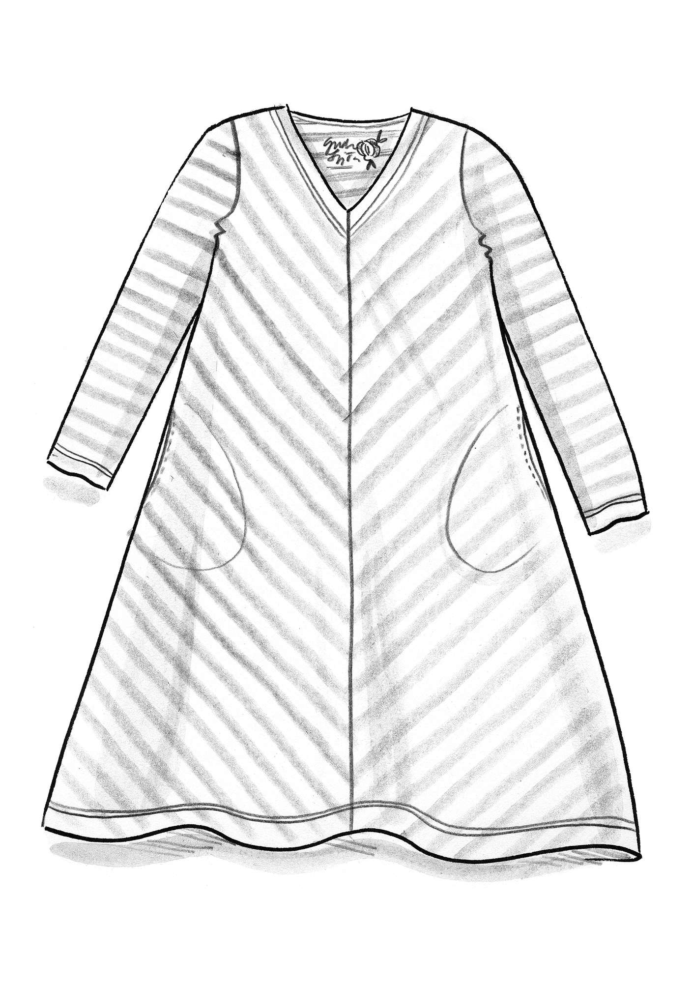 Robe en modal/coton/élasthanne gris naturel chiné/noir