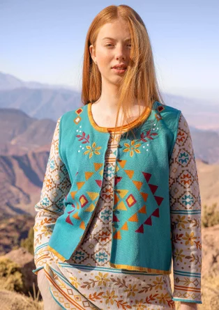 “Arrow” organic cotton knit waistcoat - turquoise