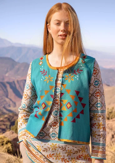 “Arrow” organic cotton knit waistcoat - turquoise