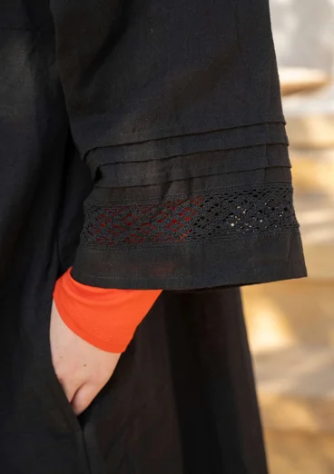 Woven “Sand” dress in organic cotton/linen - black