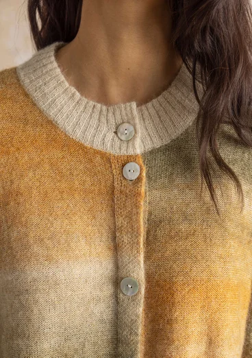 “Bello” long cardigan in alpaca/wool blend - cedar