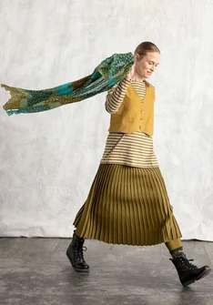 Organic/recycled cotton knit skirt - dark olive/solid colour
