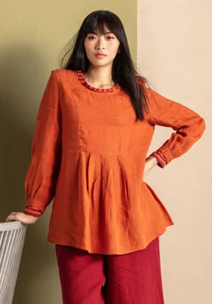Blouse "Fiona" en lin tissé - henné