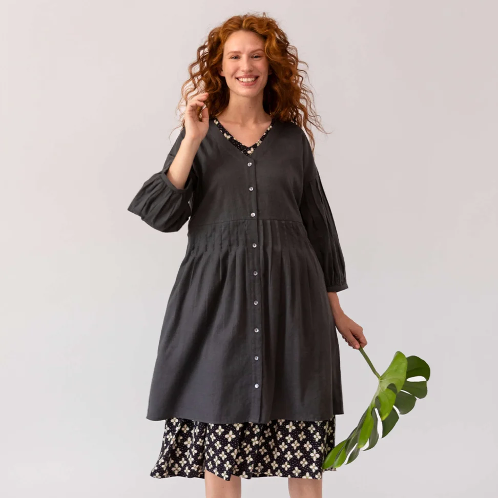 “Ida” dress woven in a wool blend - ash grey